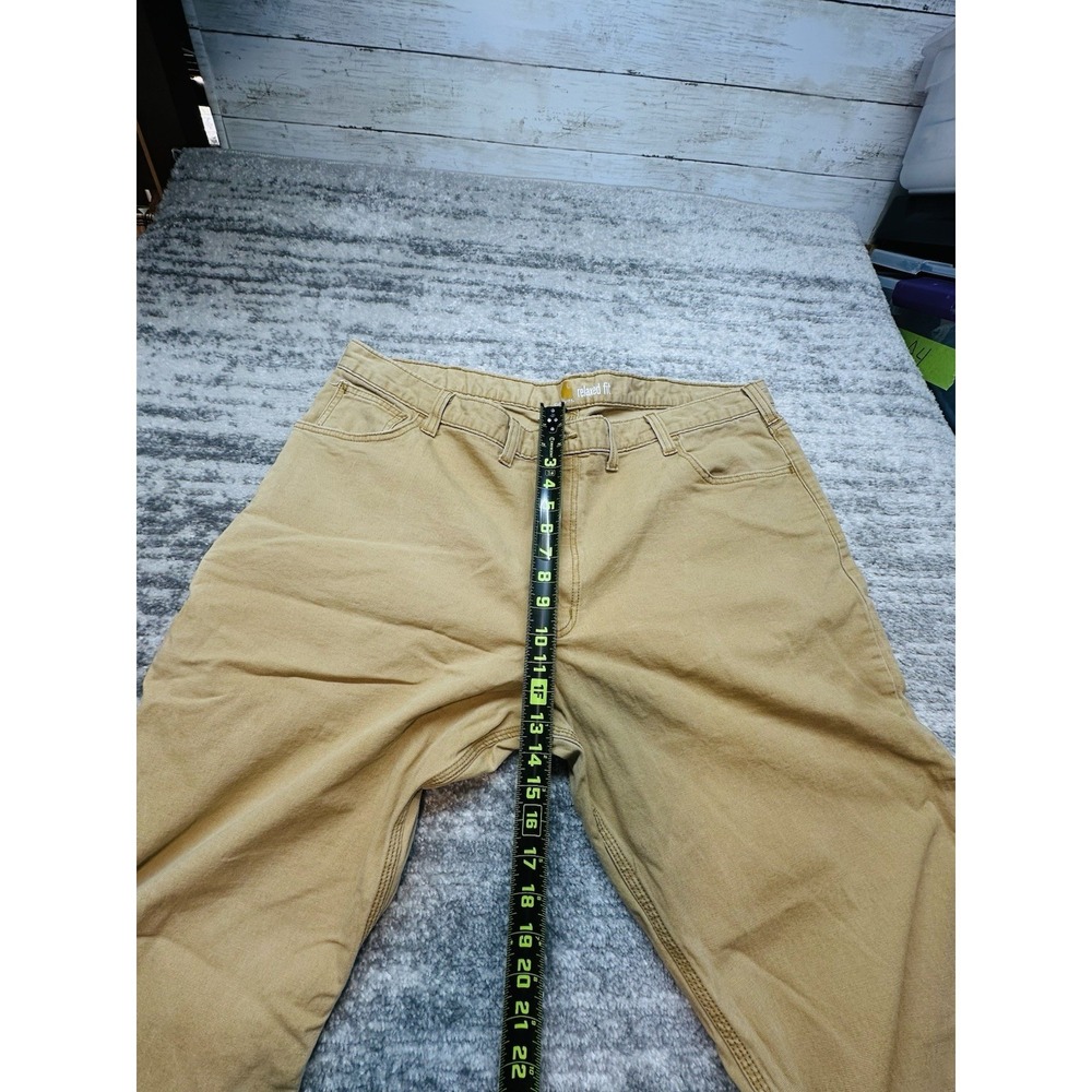 Carhartt Men's Relaxed Fit Mens 46x30 Rugged Flex Tan Brown Canvas Work Pants - Picture 7 of 11